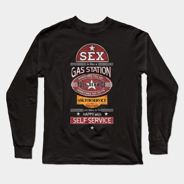 Gas Station Long Sleeve T-Shirt by Skorretto